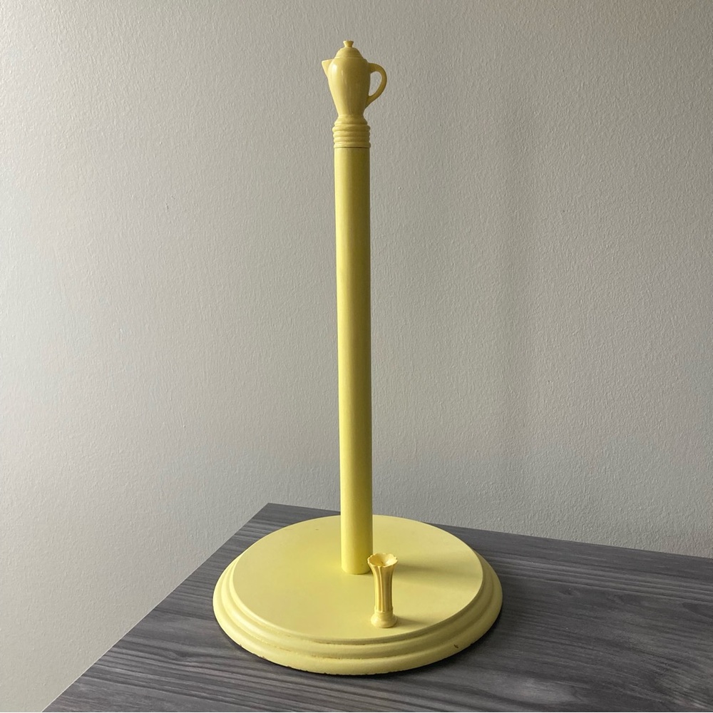 Vintage Fiestaware Paper Holder Yellow Wood Painted Rare Kitchen Retro Bird